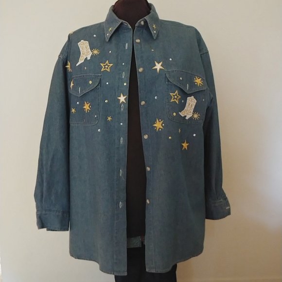 Vintage Forenza oversized Jeans Shirt  size S/M - Picture 2 of 4